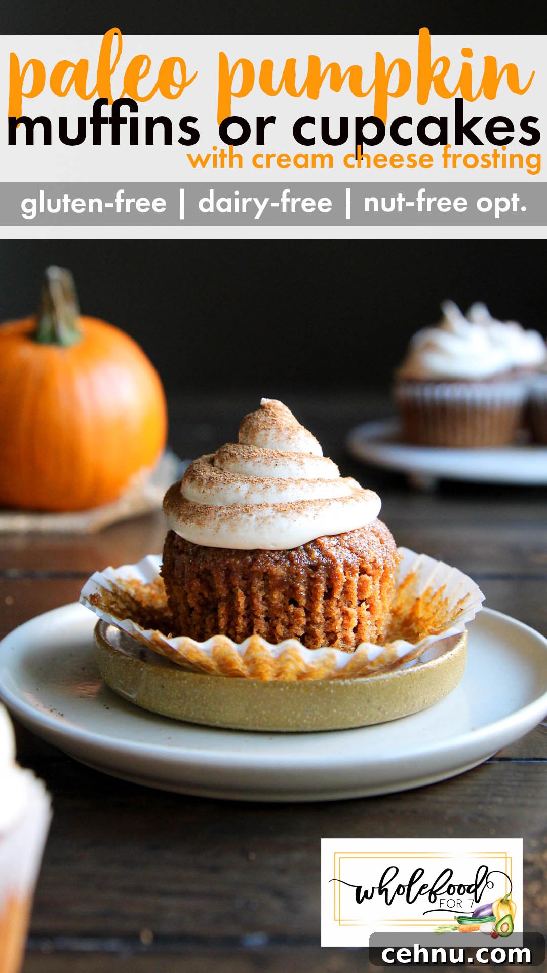Paleo Pumpkin Muffins or Cupcakes - Gluten-free, dairy-free, nut-free.