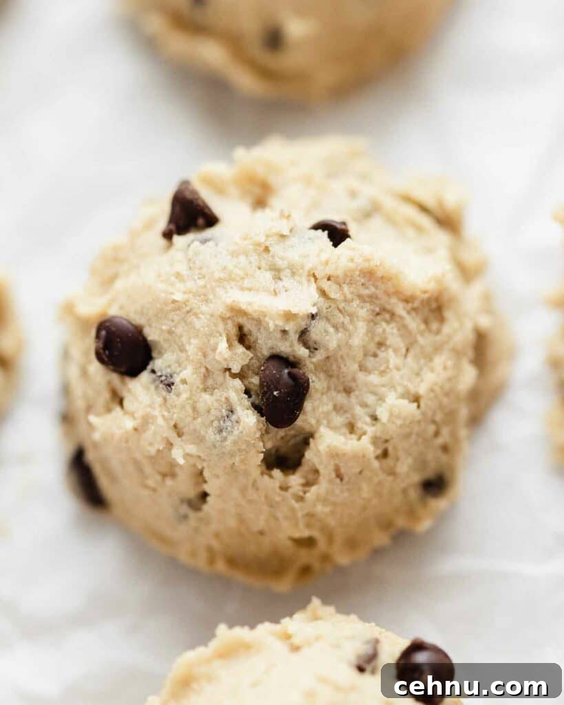 scoop of edible chocolate chip cookie dough