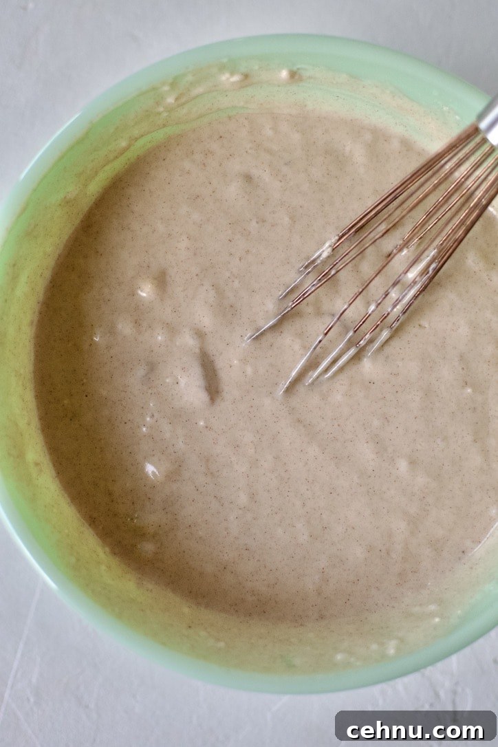 Peach Pancakes mix resting before cooking.