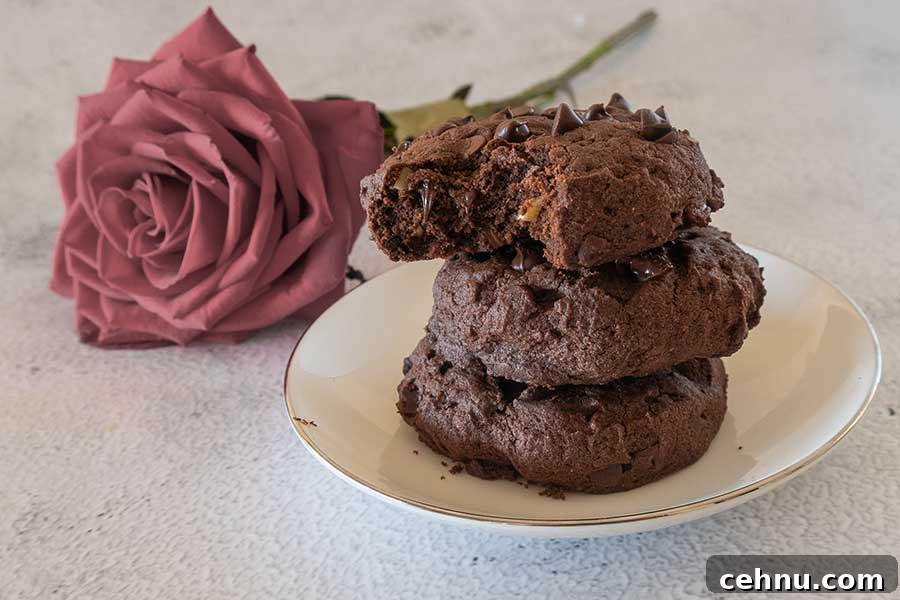 20 Gluten-Free Cookie Recipes for Holiday Parties and Gifts 11 fudgy brownie cookies on a plate, with a rose on the side