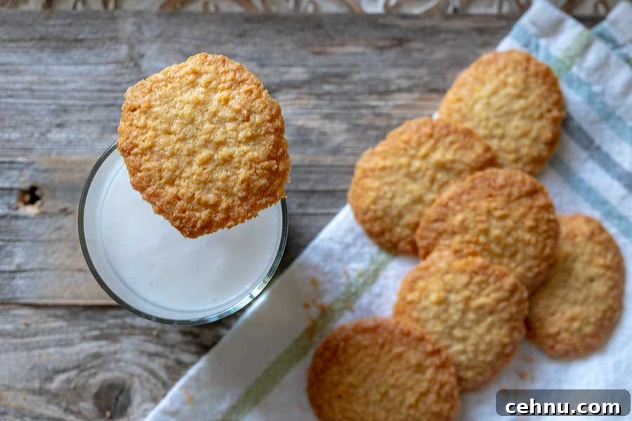 20 Gluten-Free Cookie Recipes for Holiday Parties and Gifts 8 4 ingredient coconut cookies with a glass of milk on the side, gluten free