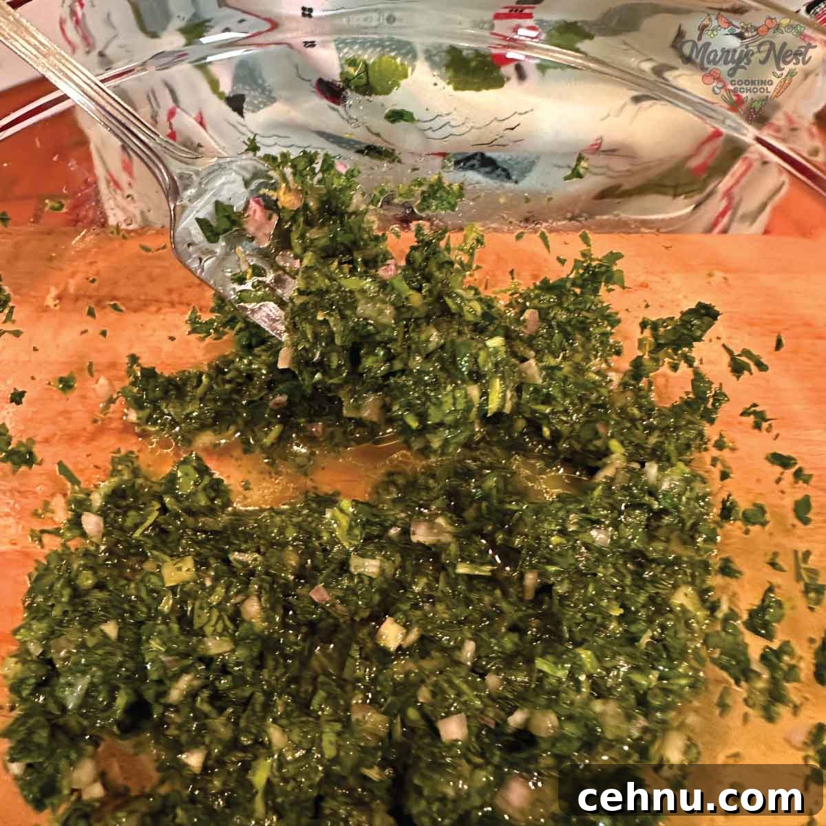 How to Make a Quick Kipper Snack Meal 7 Showing Parsley Mixture for Kippers in glass bowl and on fork.