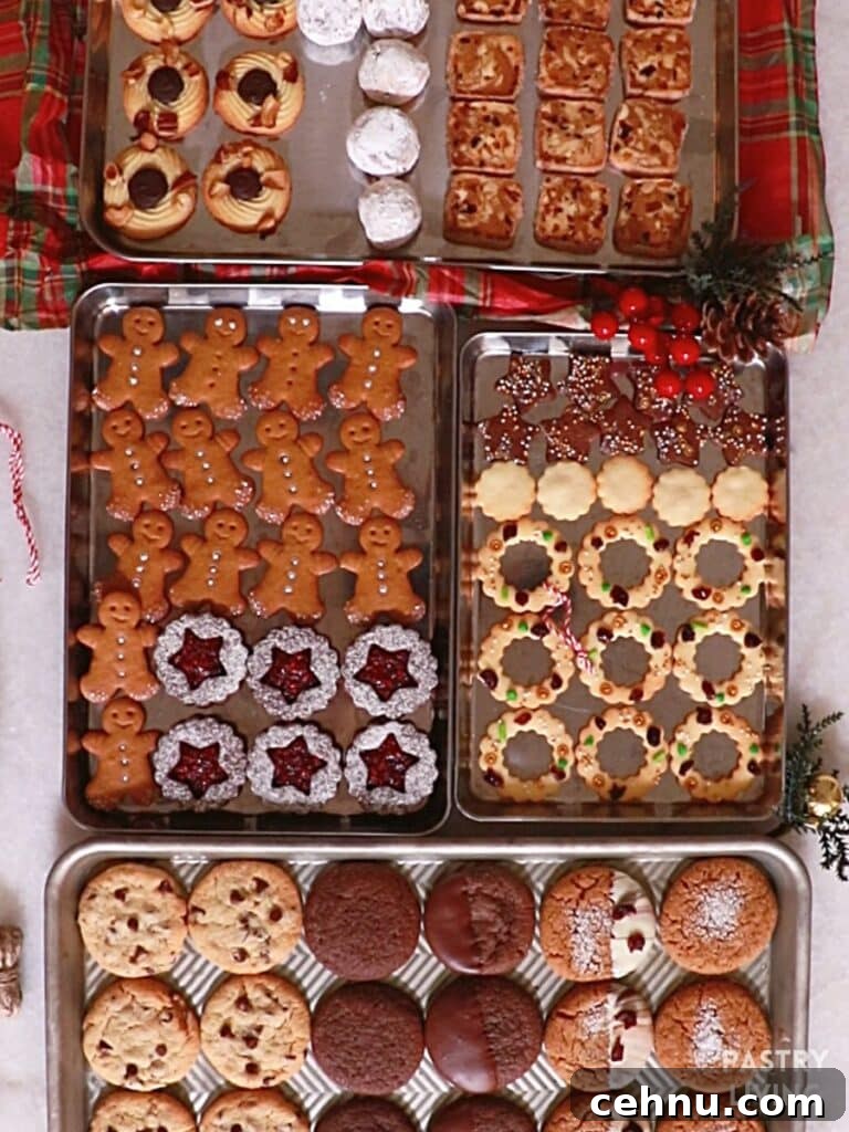 Classic Butter Cookies Recipe 3 many kinds of holiday cookies on trays