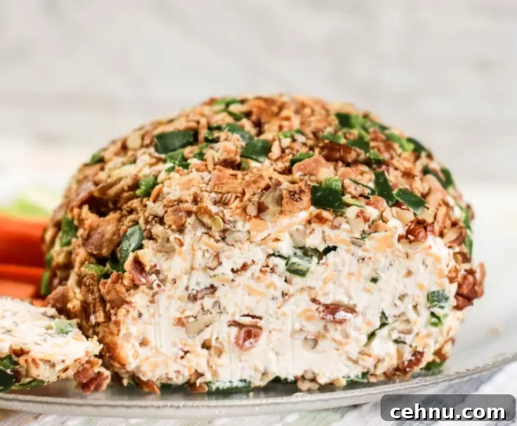 Bacon jalapeno cheeseball serving image