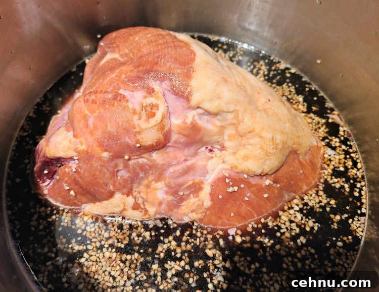 Smoked Coca Cola Ham in Coca Cola Brine In Pot 