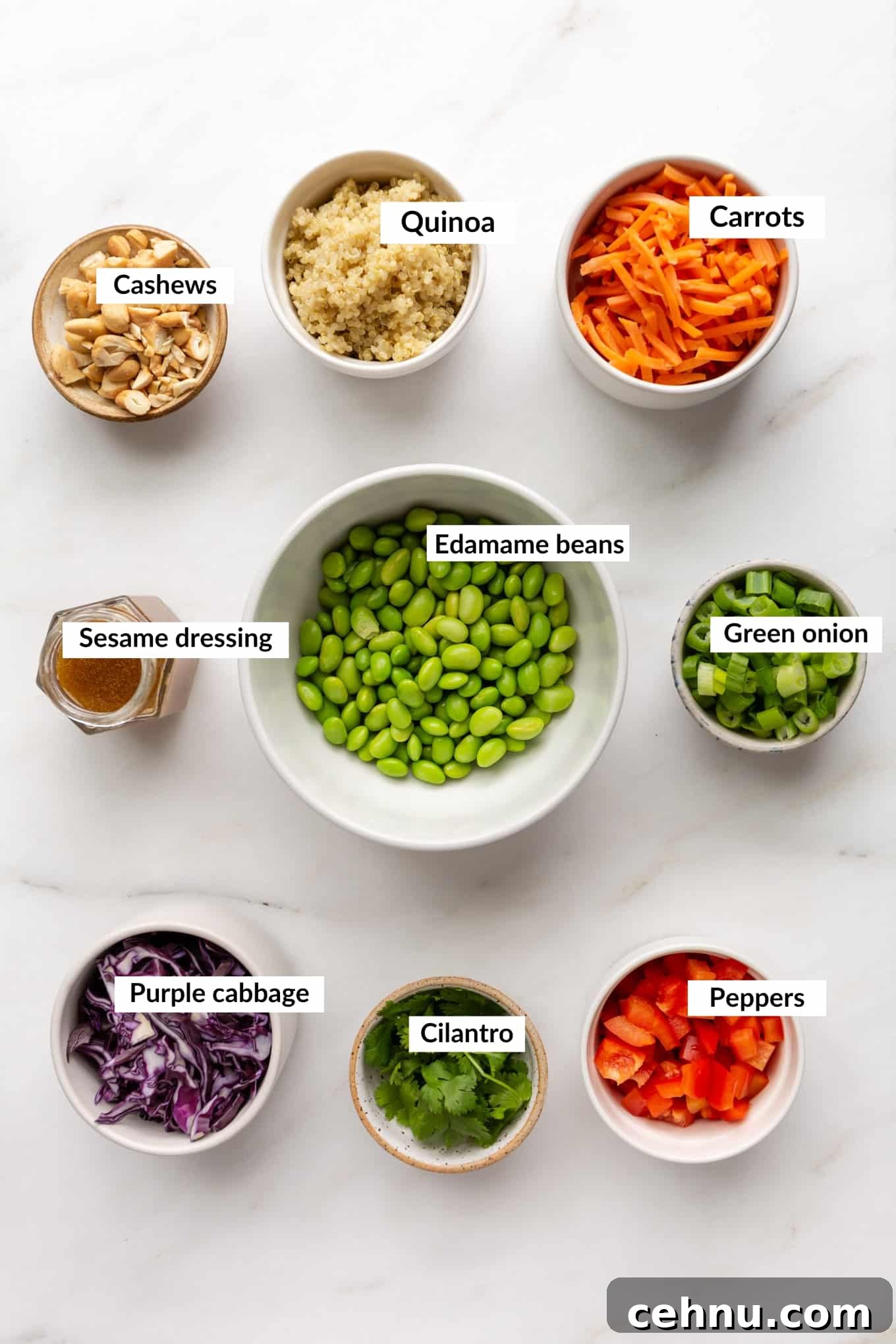 Ingredients for edamame salad