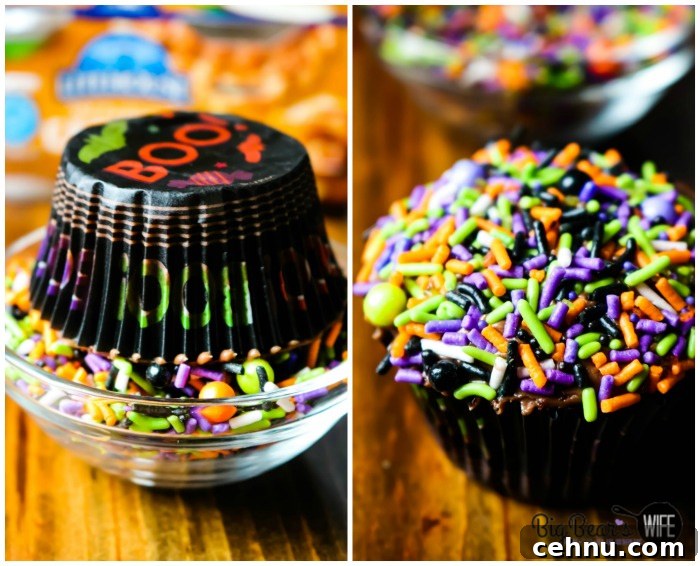 Dipping Cupcake in Sprinkles