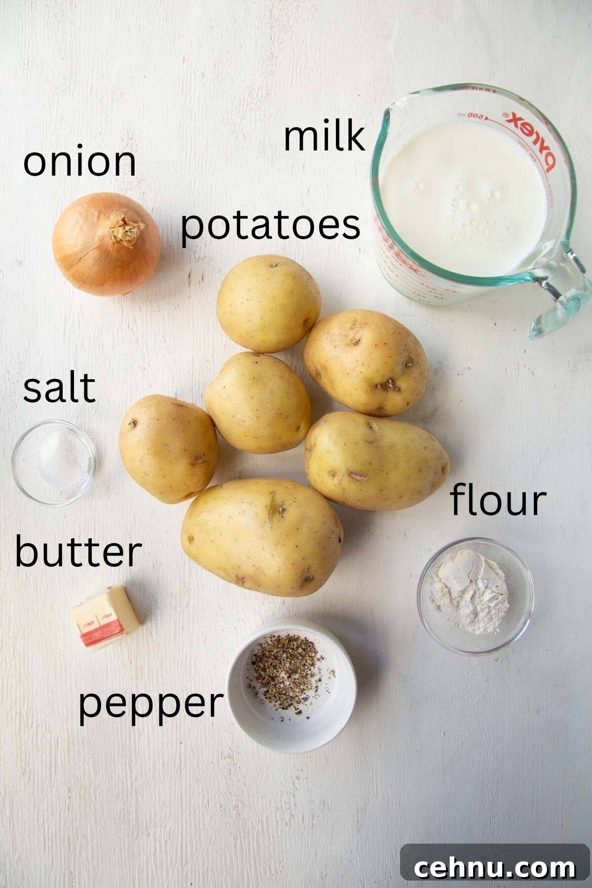 Old Fashioned Scalloped Potatoes Recipe 4 potatoes, milk, butter, and other ingredients.