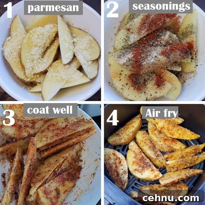 Air Fryer Garlic Parmesan Potato Wedges 5 marinate potato wedges