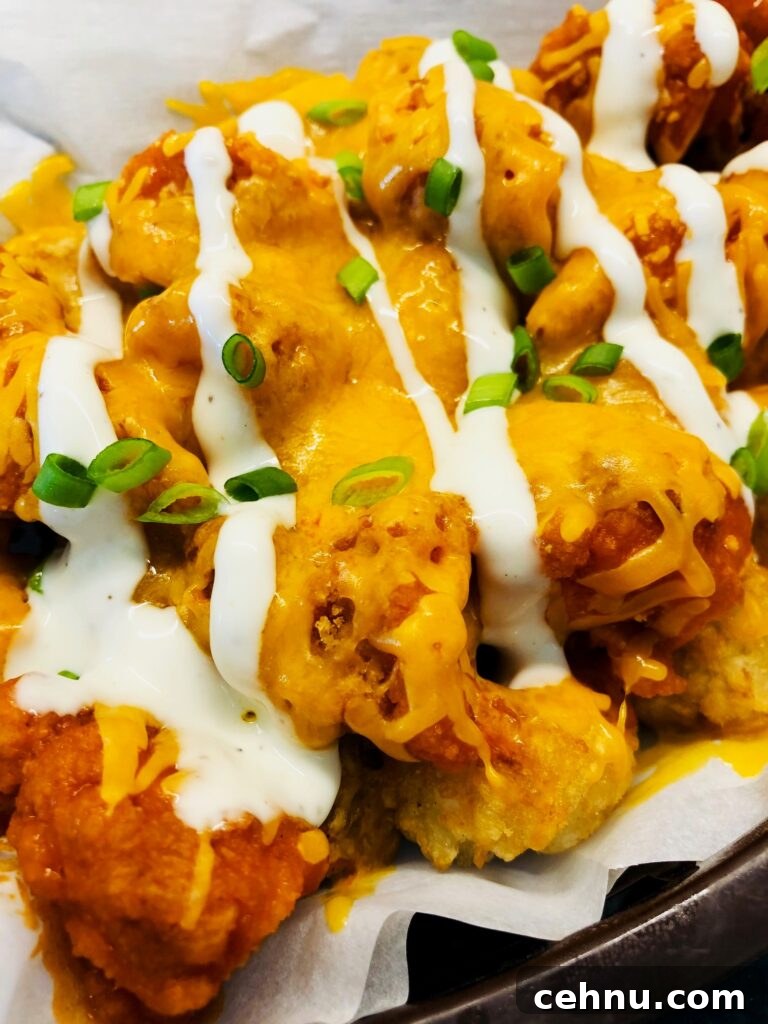 Air Fryer Buffalo Chicken Loaded Tots