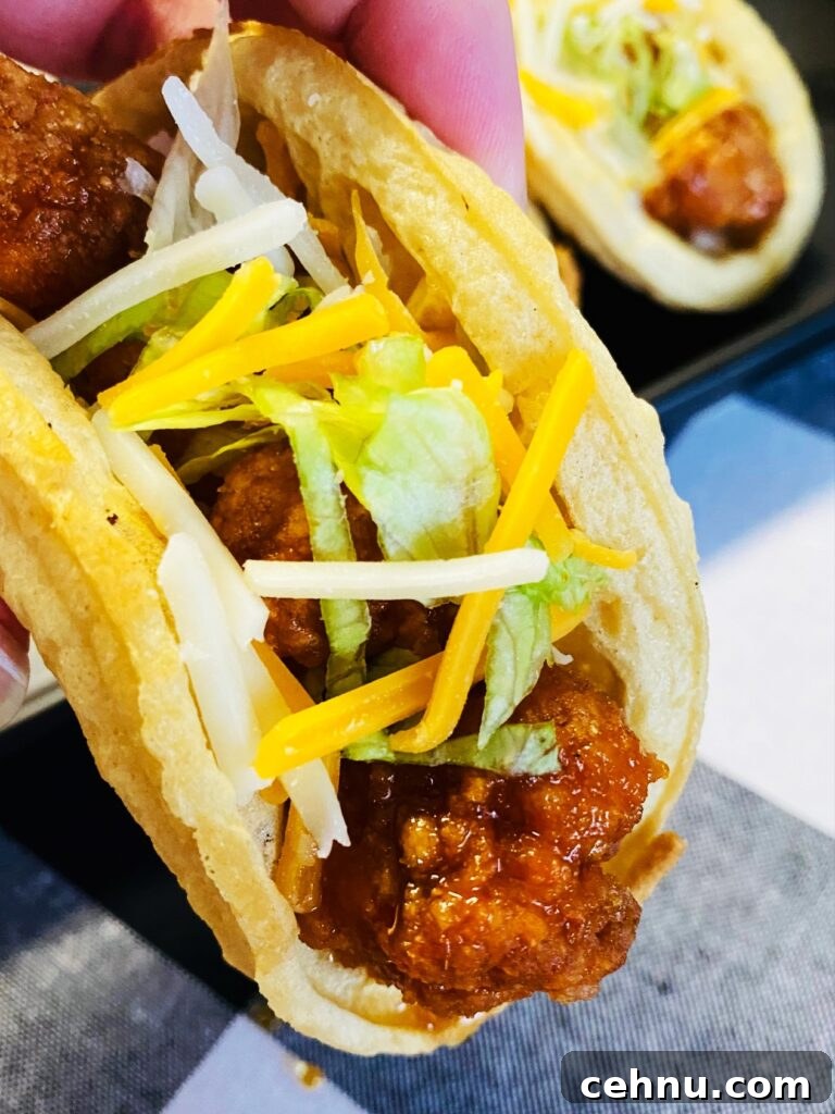 Air Fryer Chicken and Waffle Tacos