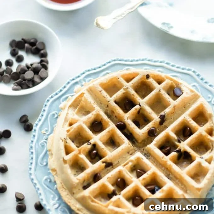 Easter Menu Ideas: Brunch, Dinner and Dessert Recipes 12 Almond Butter waffles with chocolate chips on top.
