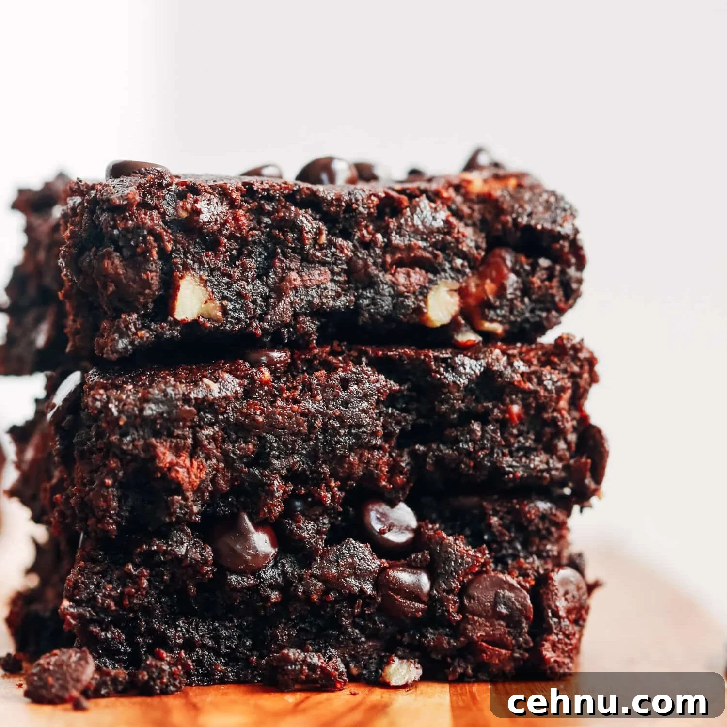 Easter Menu Ideas: Brunch, Dinner and Dessert Recipes 30 A stack of 3 gluten-free fudgy walnut brownies.