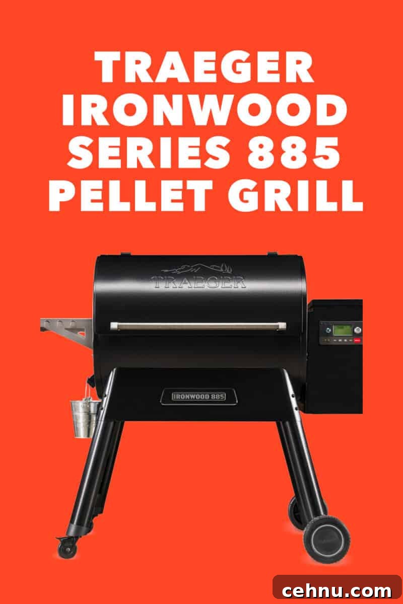 A Traeger Ironwood Series 885 Pellet Grill on an orange background