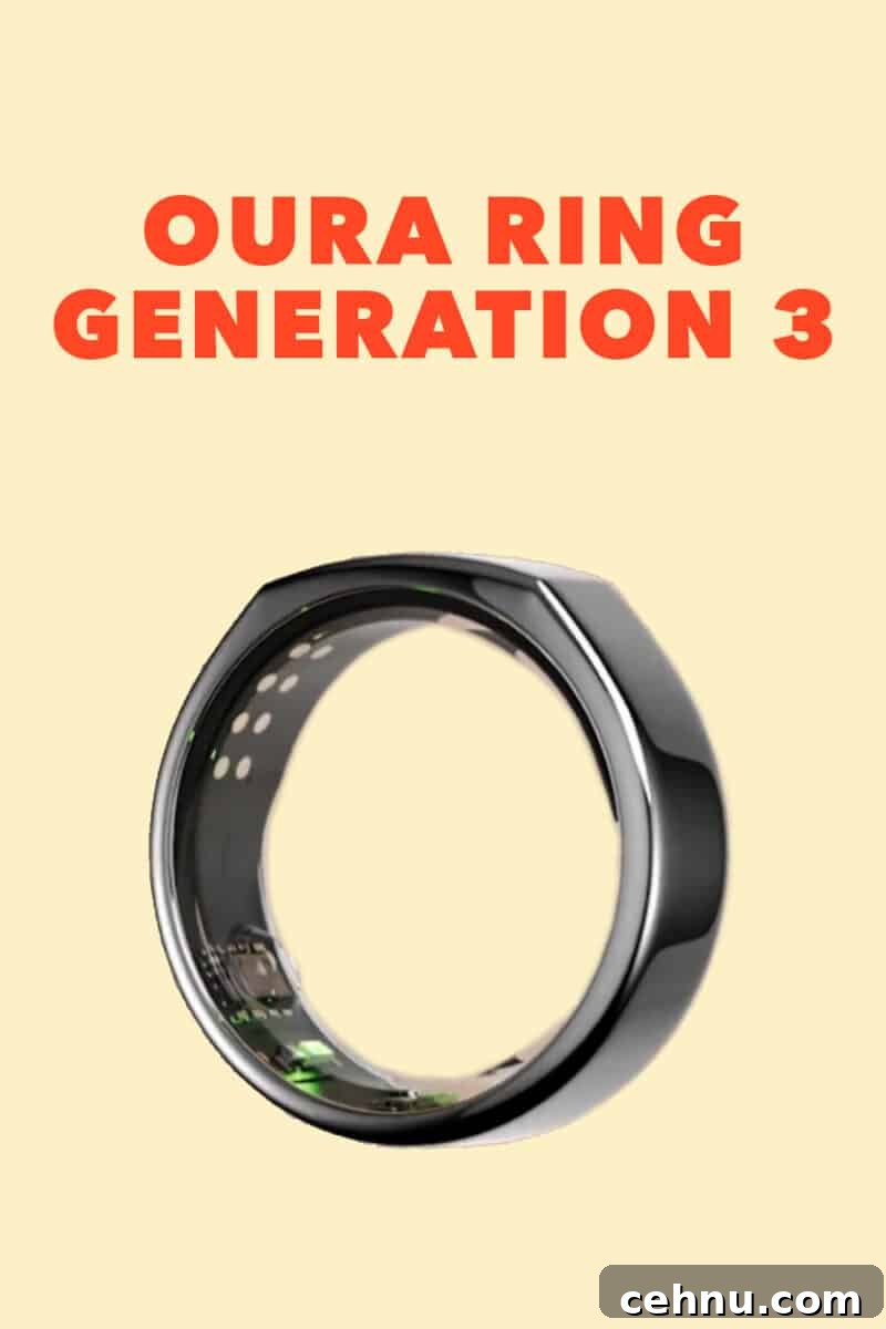 A side view of an Oura generation 3 ring on a beige background