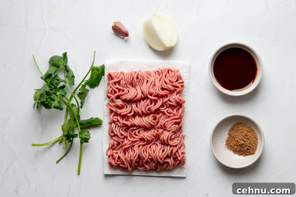 Ingredients for tamarind lamb burger