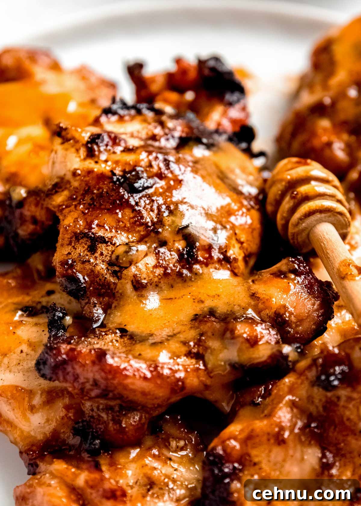 close up image of grilled honey mustard chicken 
