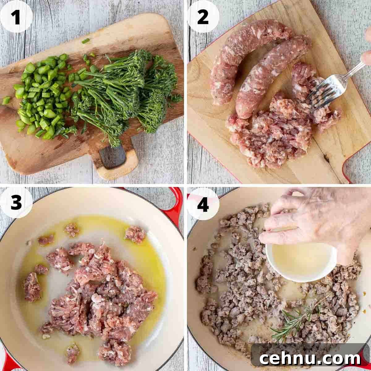 Italian Sausage and Broccolini Pasta 4 Four step process of making this recipe.
