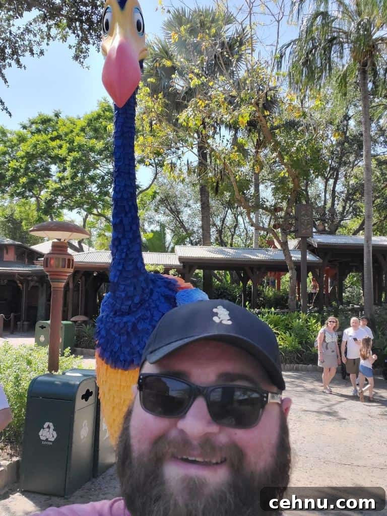 Taking a photo with Kevin at Animal Kingdom