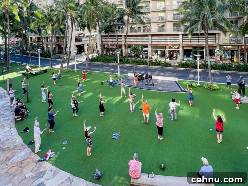Free Hawaiian Cultural Activities to Try in Waikiki 3 Ka Lei Aloha "The Adorned Dance" free hula class every Sunday at Waikiki Beach Walk.
