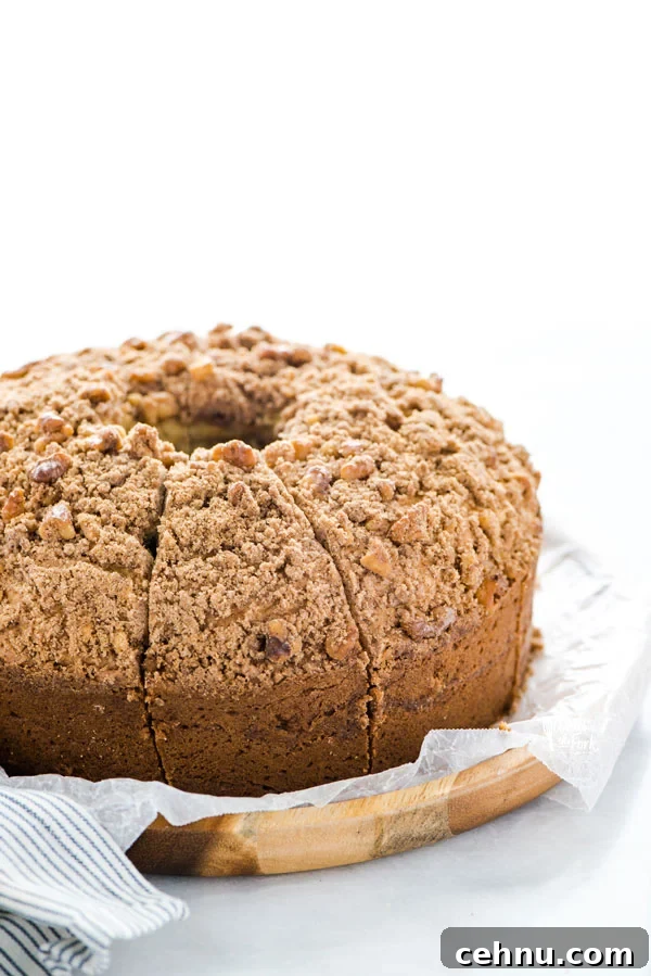 sliced Gluten Free Sour Cream Coffee Cake Recipe ready to serve