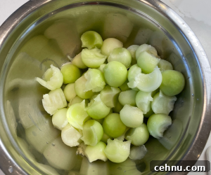 Scooped honeydew melon balls