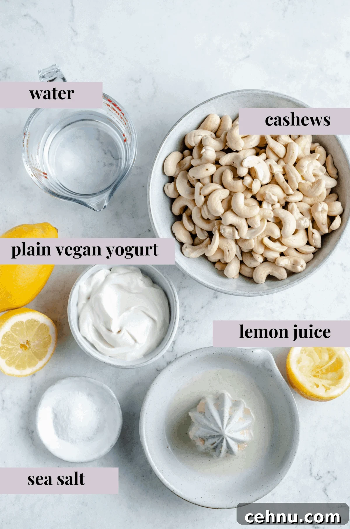 Ingredients for vegan cream cheese.
