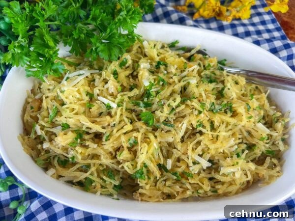 Herb and Parmesan Spaghetti Squash on plate