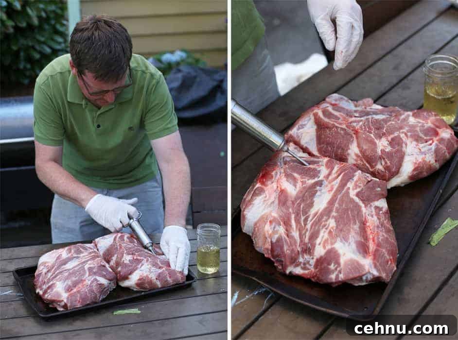 Smoked Pork Butt Recipe for Tender, Juicy Pulled Pork 6 Injecting a pork butt