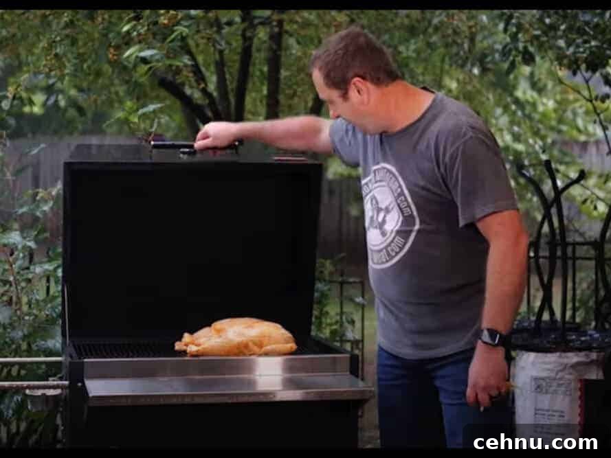 Chicken on smoker grate