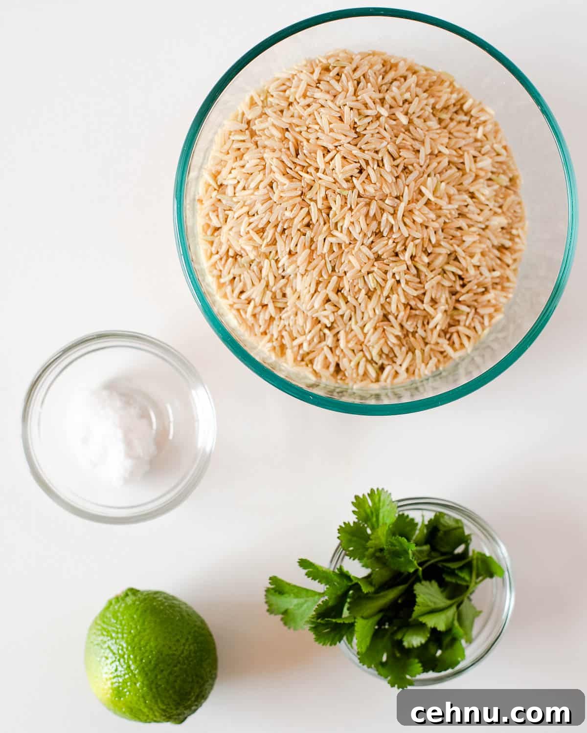 ingredients for Cilantro Brown Rice instant pot