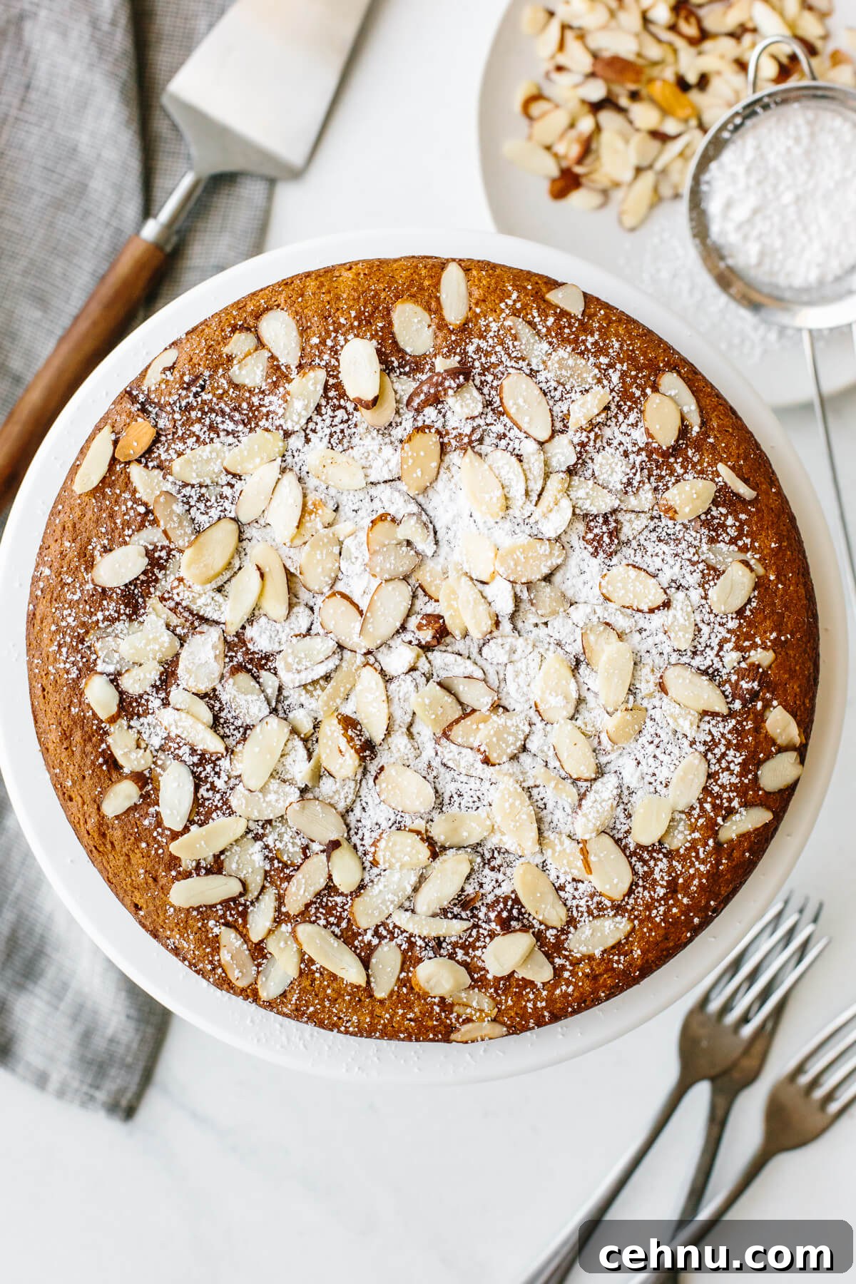 Thanksgiving Menu Ideas and Classic Holiday Recipes 18 Almond cake on a cake stand