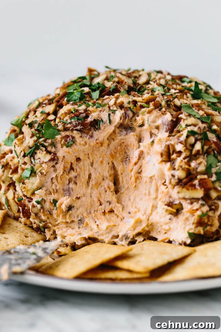Thanksgiving Menu Ideas and Classic Holiday Recipes 5 Smoked salmon cheese ball with crackers.