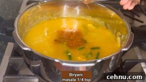 Pressure Cooker Vegetable Biryani Recipe 42 Add saffron and biryani masala