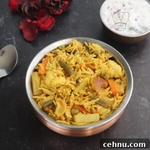 Pressure Cooker Vegetable Biryani Recipe 50 Finished vegetable biryani in pressure cooker