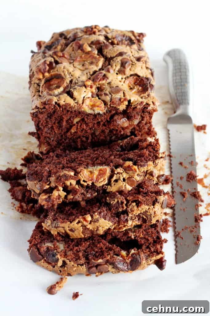 Chocolate Chip Banana Bread with Pears 3 chocolate bread cut in pieces