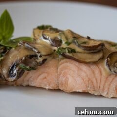Pan Seared Salmon with Basil Mushroom Sauce 2 salmon with basil mushroom sauce