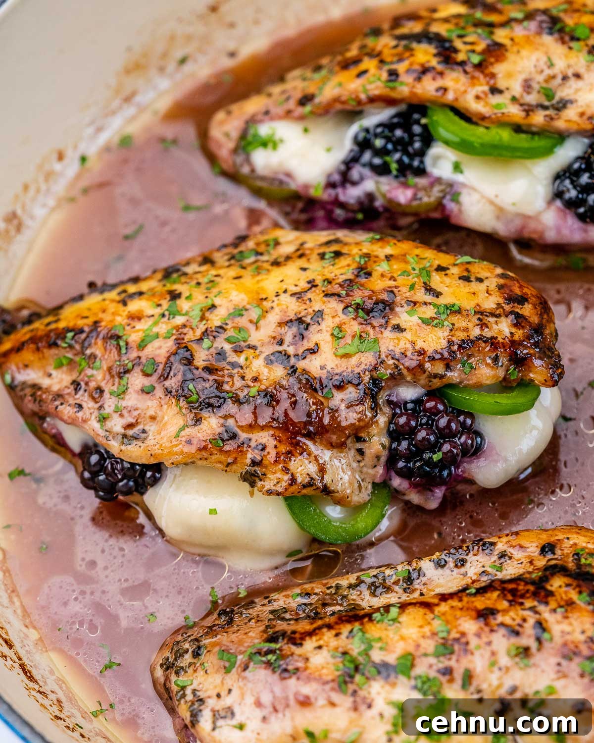 Melty Blackberry Jalapeno Stuffed Chicken plated