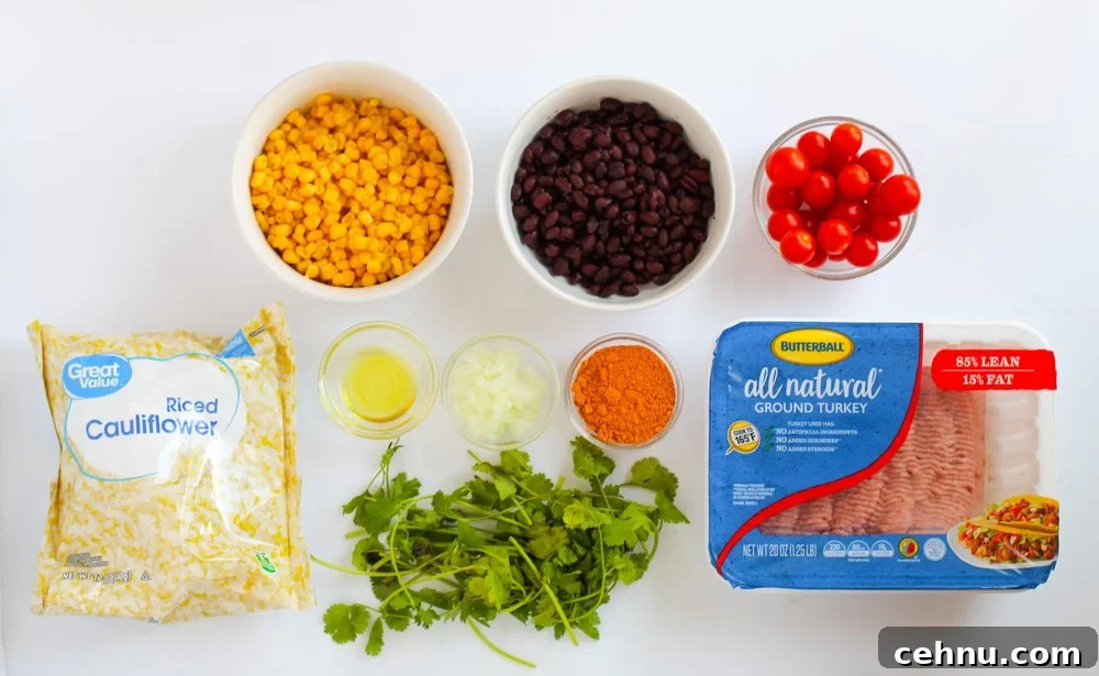 Gathered Ingredients for WW Burrito Bowls
