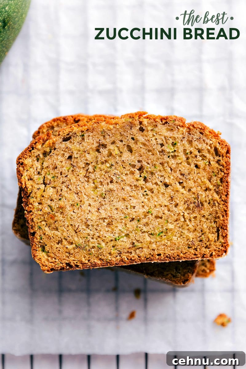 Mouth Watering Zucchini Bread Recipe Zucchini Bread Recipe slices stacked on top of each other ready to be enjoyed.