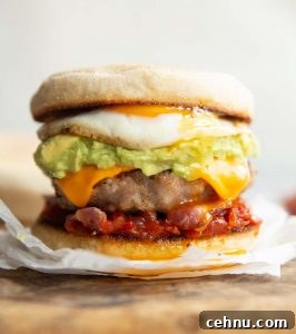 closeup shot of sandwich on wooden board with yolk dripping out