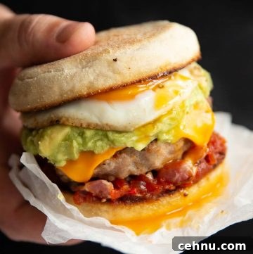 one hand holding sandwich at a tilt angle against black background