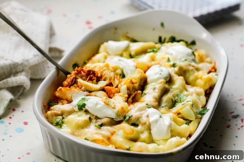 Low Carb Buffalo Chicken Casserole in a pan