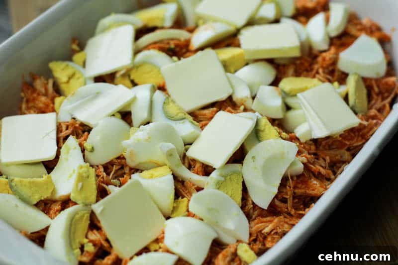 shredded chicken with eggs and butter