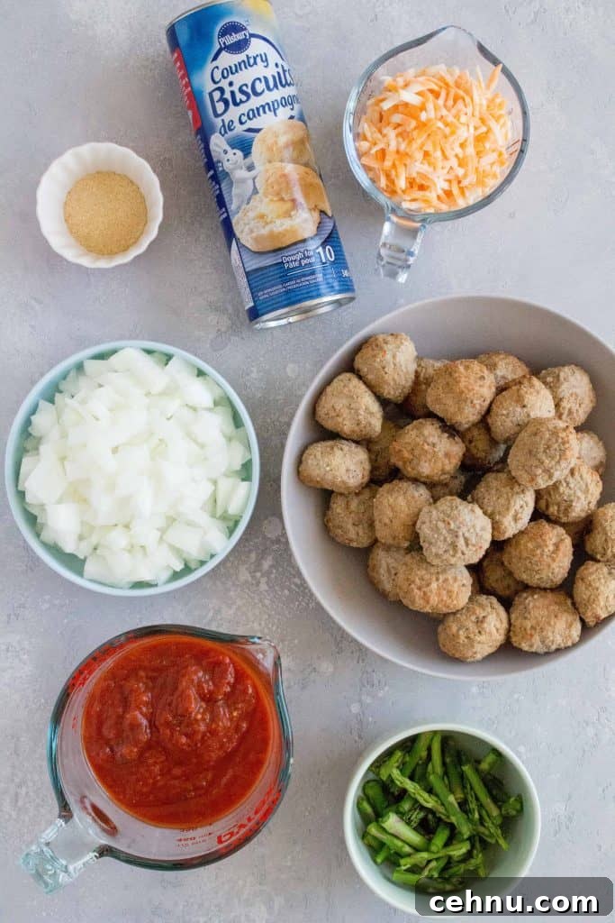Ingredients for meatball sub casserole