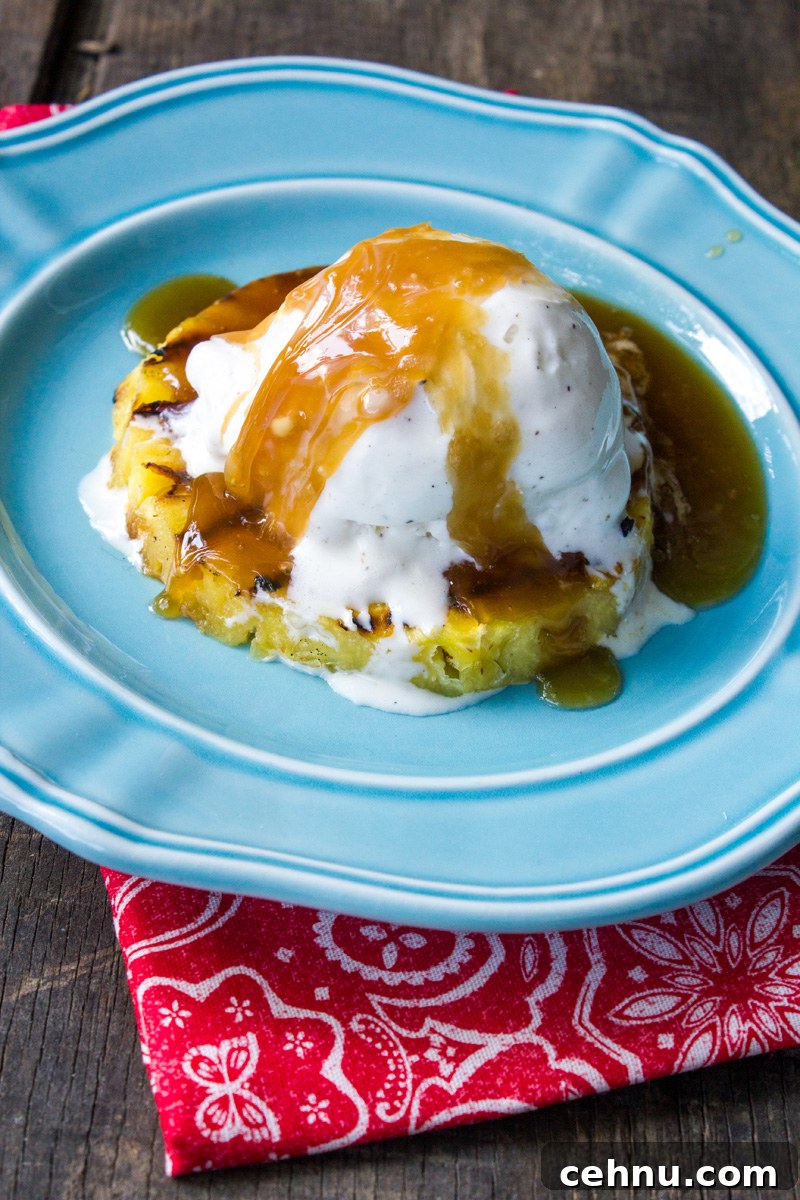 Grilled Pineapple Ring Rum Sundae