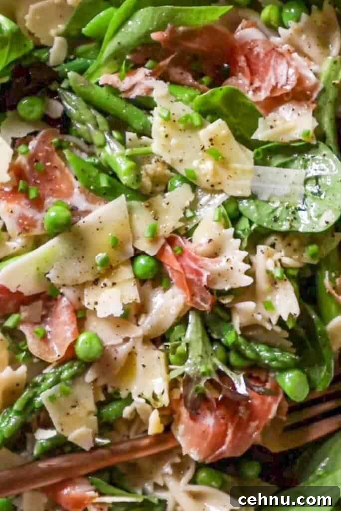 pea asparagus and prosciutto pasta salad