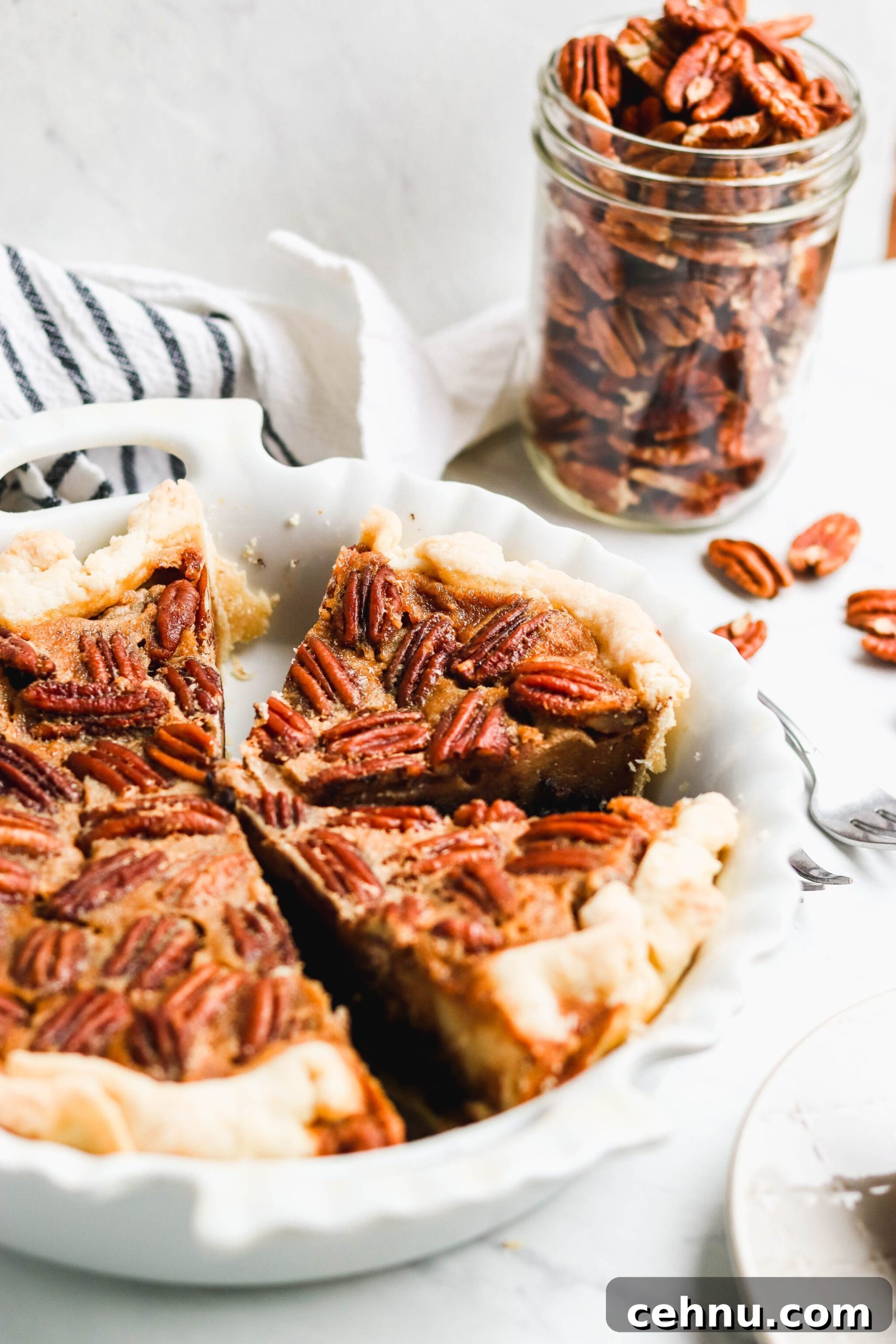 Healthier chocolate bourbon pecan pie
