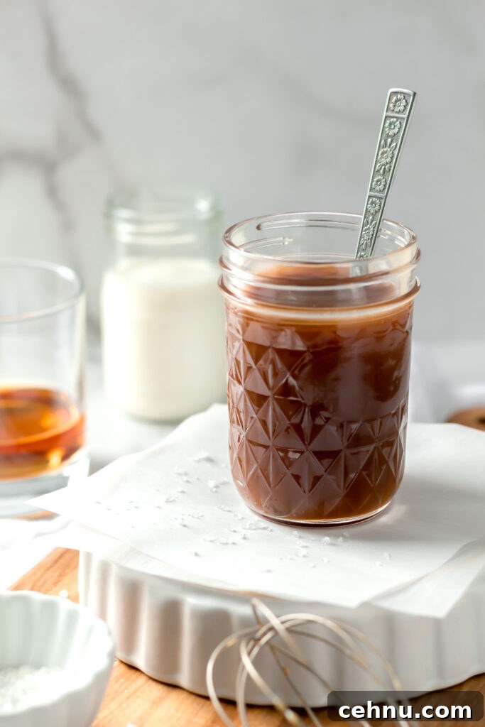 Bourbon caramel sauce in a jar