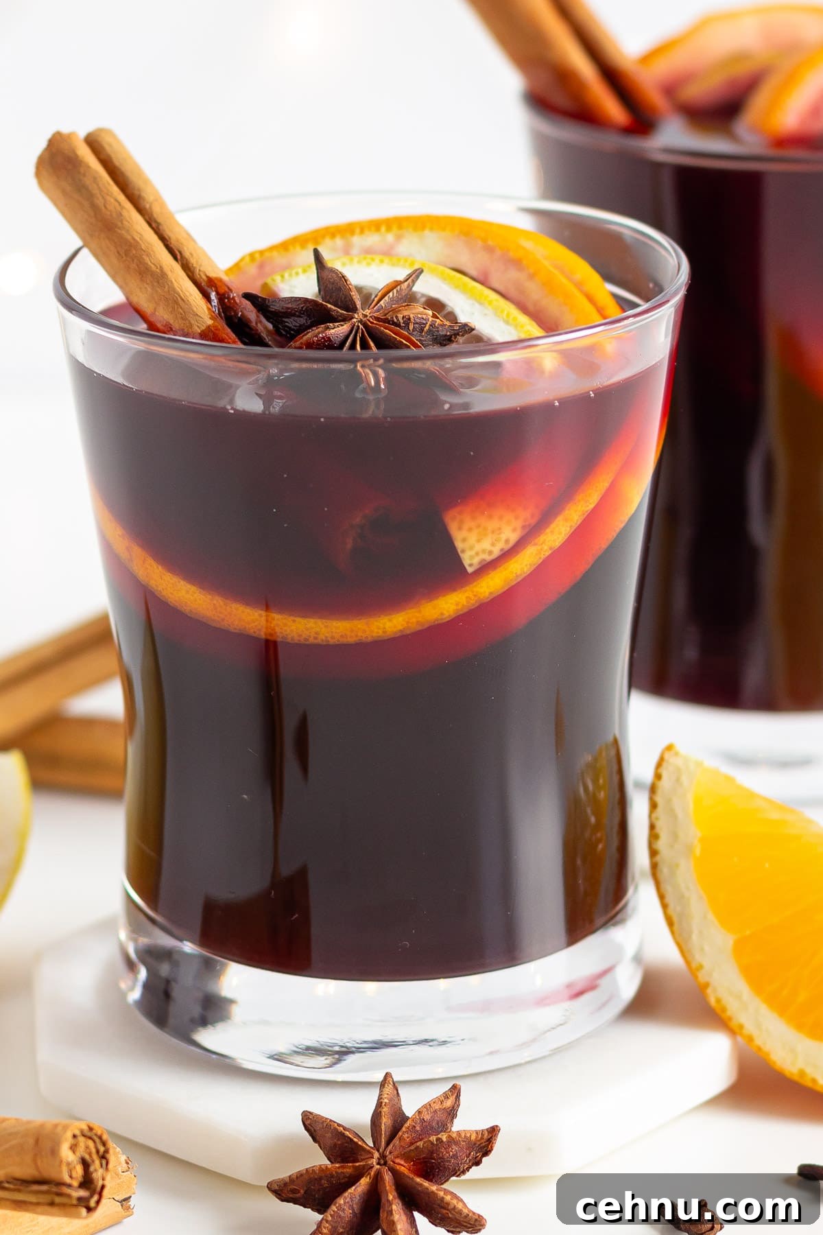 Glühwein: Traditional German Mulled Wine Recipe 10 Two glasses of German mulled wine.